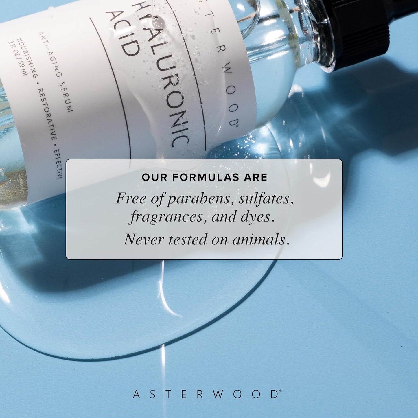 Asterwood Hyaluronic Acid Serum for Face - Plumping, Anti-Aging, Hydrating - Fragrance-Free - 8 Fl Oz