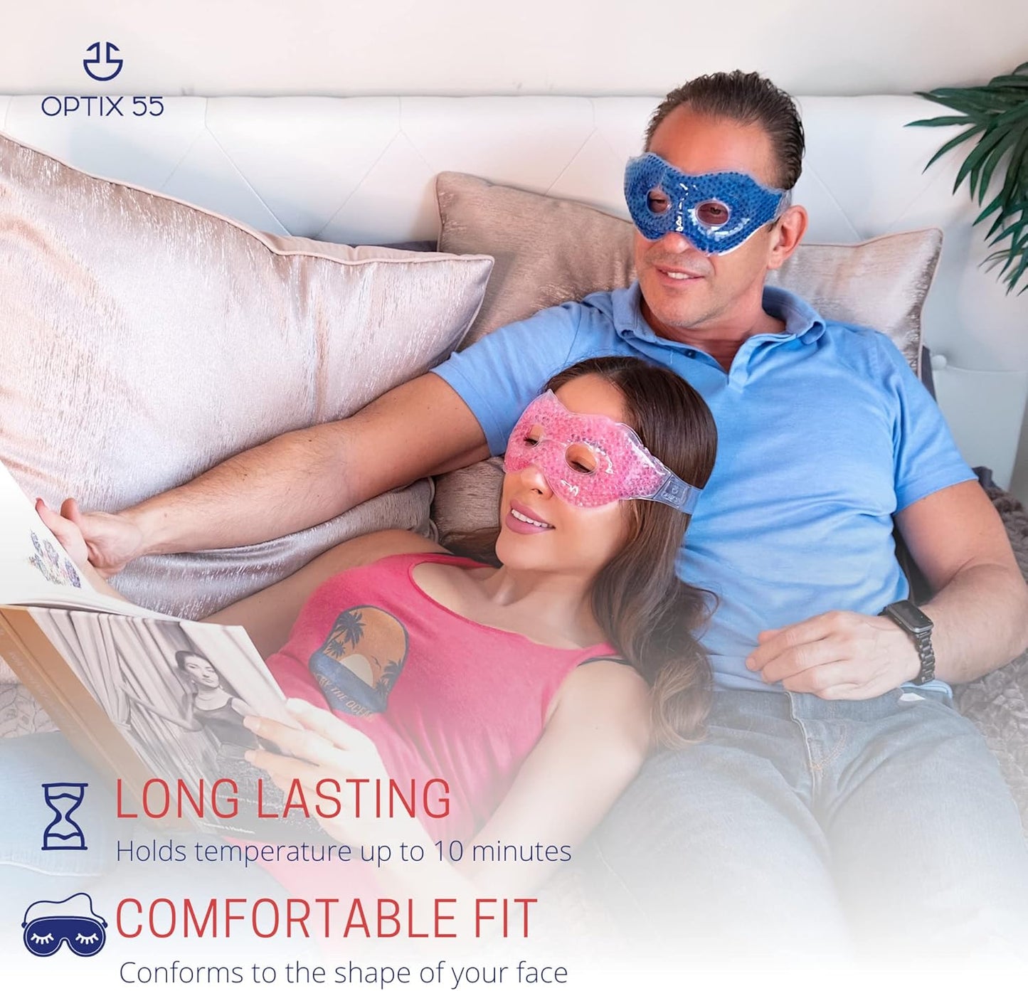 Gel Eye Mask with Eye Holes- Hot Cold Compress Pack Eye Therapy | Cooling Eye Mask for Puffy Eyes, Dry Eyes, Headaches, Migraines, Sinus, Dark Circles - Reusable Eye Face Mask | Ergo Gel Bead (Pink)