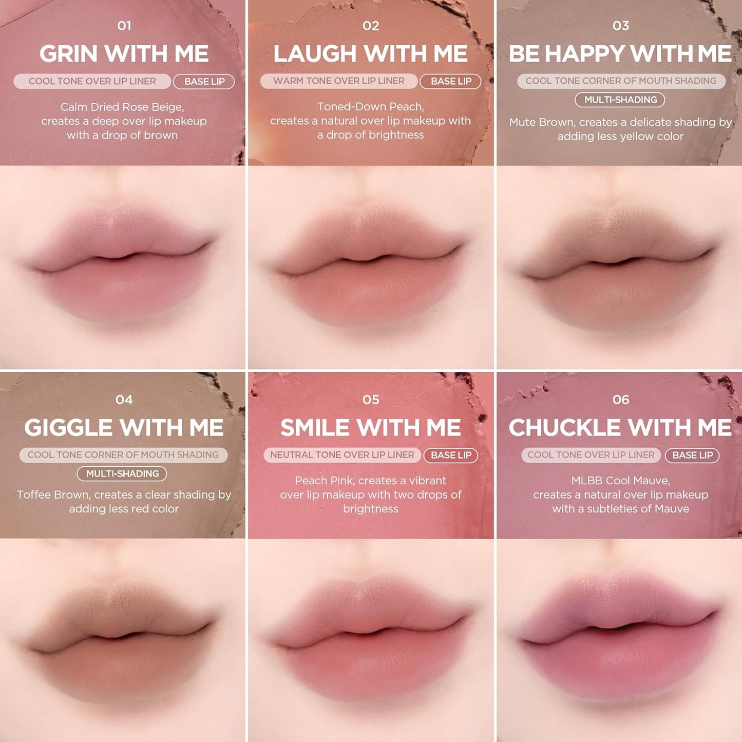 lilybyred Smiley Lip Blending Stick | Korean 3-in-1 Multi-Use Lip Liner, Smooth Creamy Texture, Long-Lasting Matte Finish, Soft Blur Effect, Precision Contour Pencil, 0.028 oz. (04 Giggle with Me)