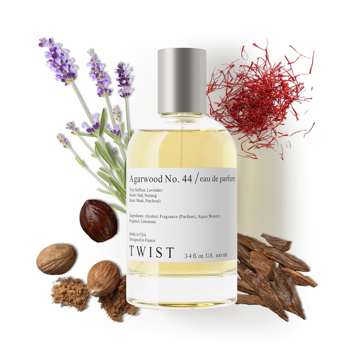 Twist Agarwood No. 44 - Eau De Parfum Inspired by Initio Parfums Oud For Greatness, Long Lasting Perfume for Women & Men, Paraben Free, Vegan, Clean Ingredients, Unisex - Spray 100 ml | 3.4 fl. oz.