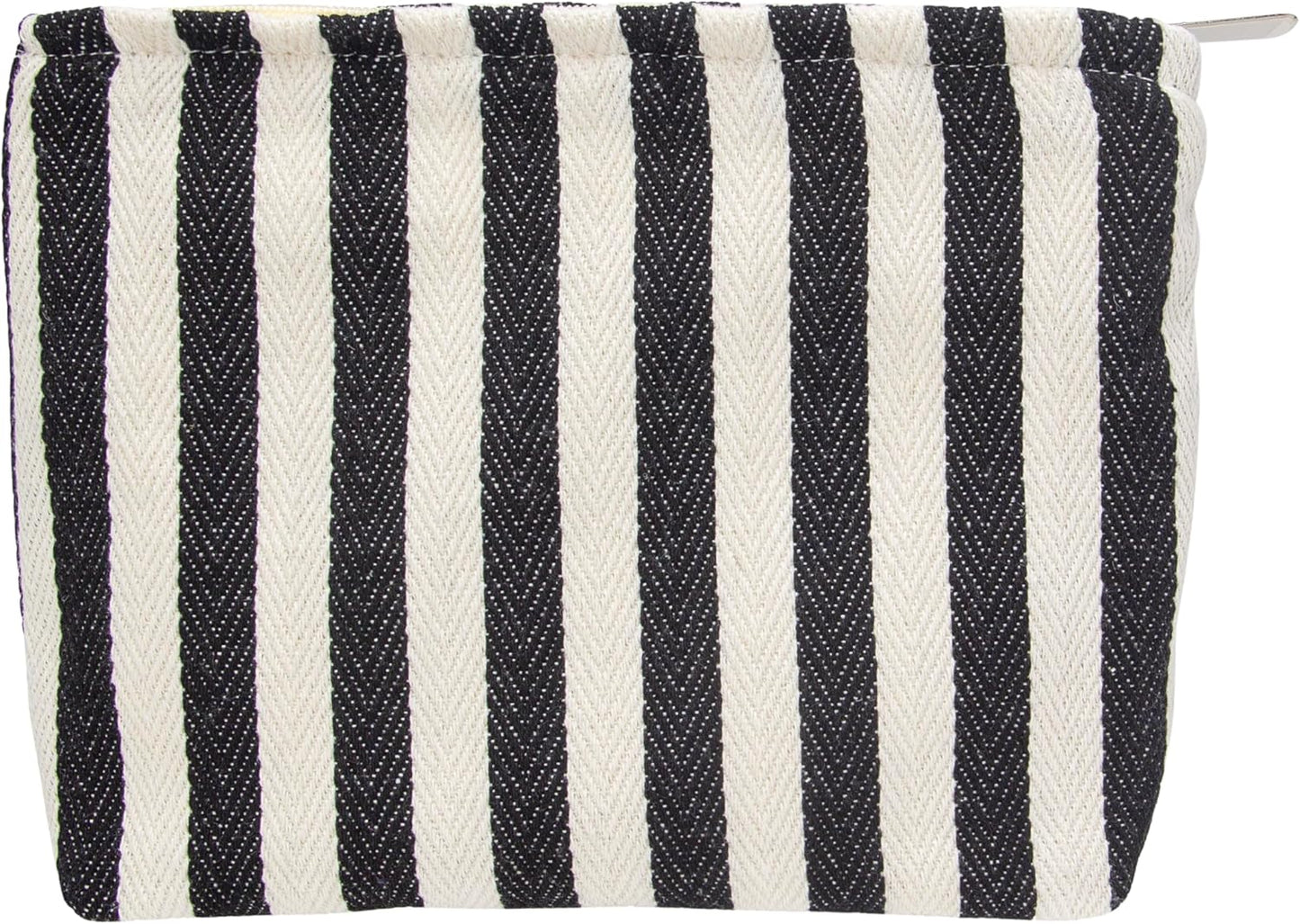 PAZIMIIK Makeup Bag Large Cotton Zipper Pouch for Purse Travel Canvas Make Up Organizer for Women Cosmetic,Stripe Black White
