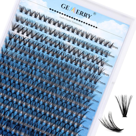 Individual Lashes GEMERRY 280pcs Large Tray 0.07mm Lash Clusters 30D 8-16 MIX D Curl Cluster Lashes Soft &Natural Individual Lashes Cluster Reusable DIY Eyelash Extensions