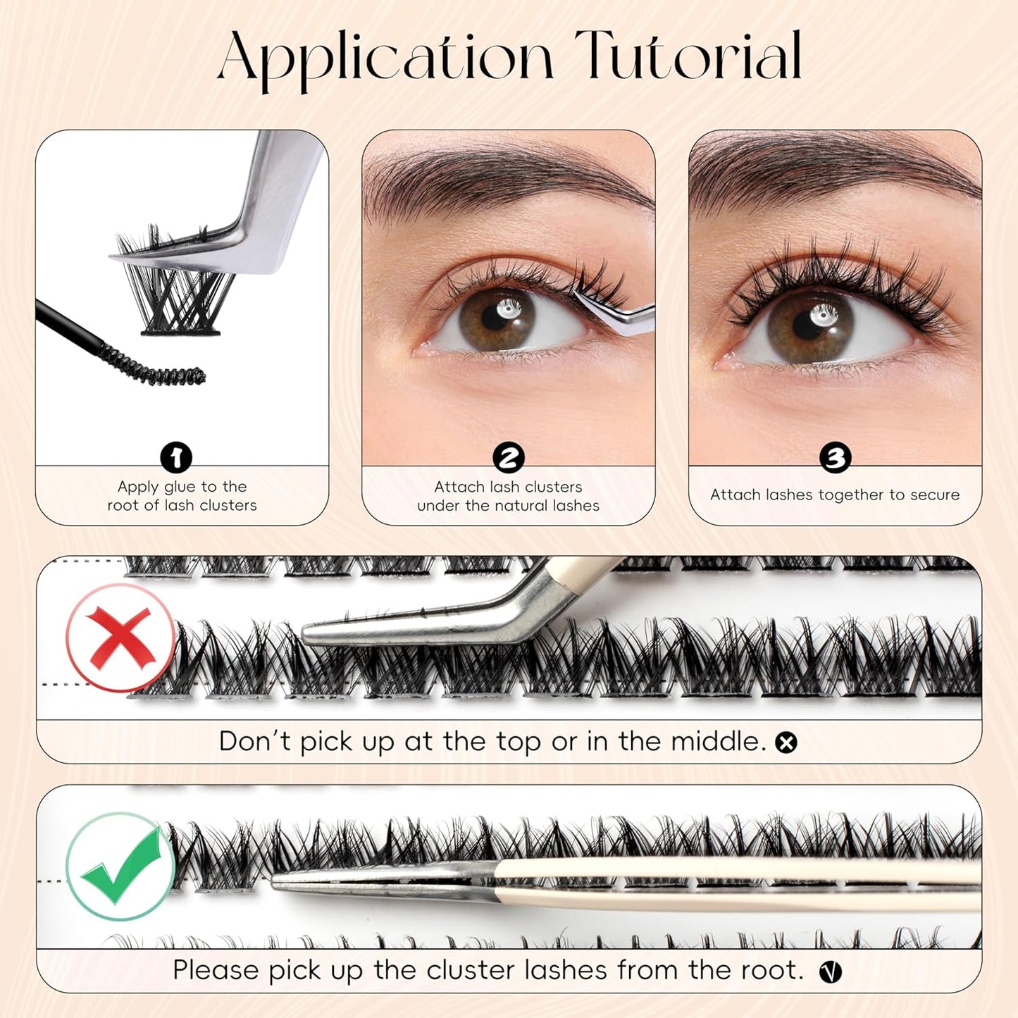 Lash Clusters DIY Lash Extensions, C Curl Individual Lashes Clusters Lashes Wispy Lash Extensions Natural Look Eyelash Clusters Mix 8-16mm(CHIC-0.07C-8-16mm)