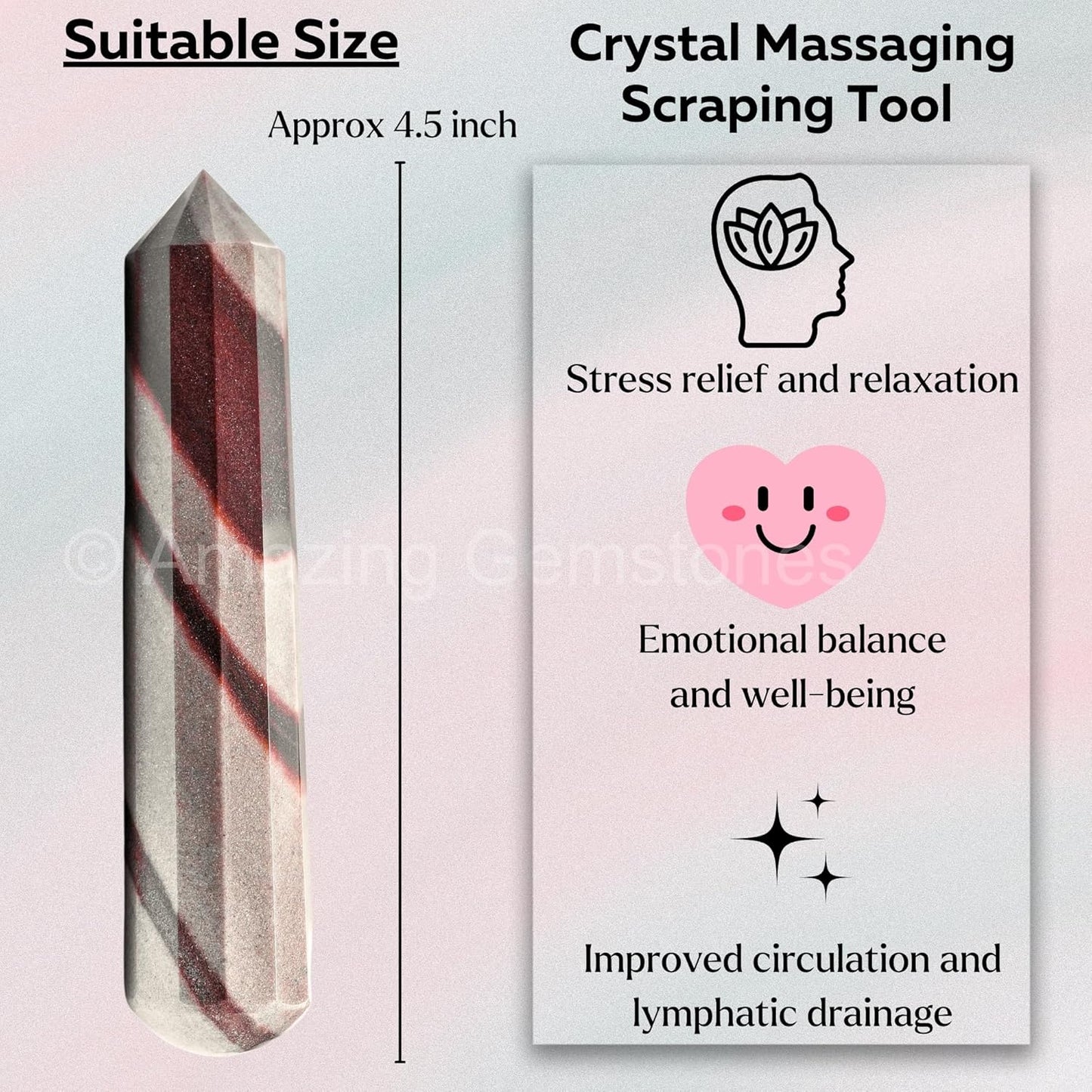 Amazing Gemstone Narmada Shiva Lingam Crystal Wand Massage Stick - Pelvic Wand Gua Sha for Adults - Crystals and Healing Stones Massage Wands for Adults Gifts (Pointed)