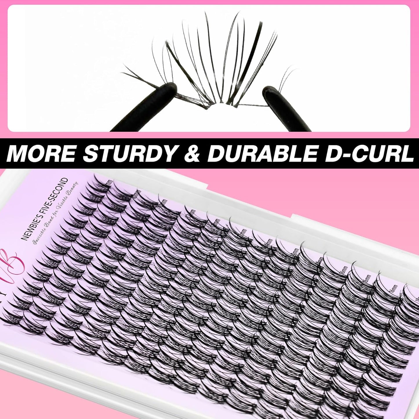 VEYESBEAUTY Lash Clusters Eyelash Extensions Thin & Invisible Band DIY Individual False Eyelashes Newbie's Five-Second Series Wispy Lash Tray for Self-application, Sylph Lashes 8-18mm Mixed Length