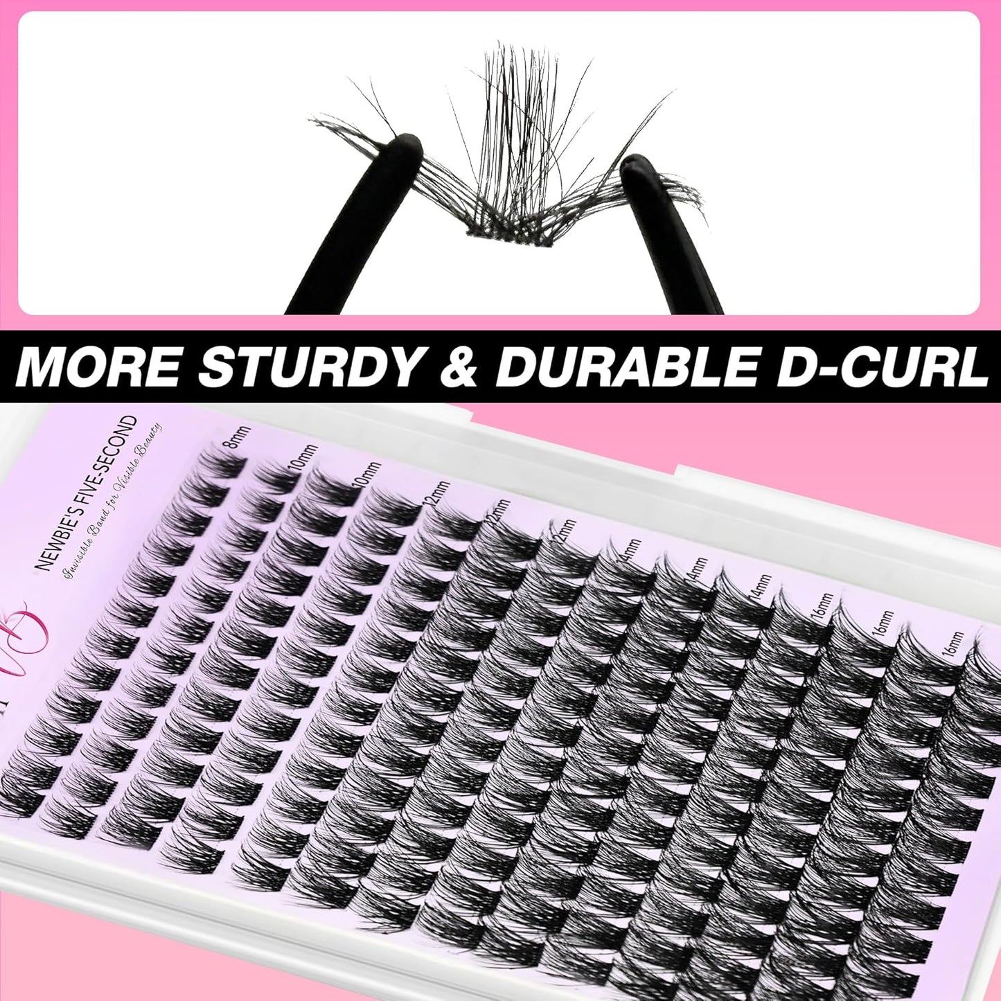 VEYESBEAUTY Lash Clusters Individual Eyelash Extensions Thin & Invisible Band DIY False Eyelashes for Self-application Newbie's Five-Second Series Wispy Lash Tray, Siren 8-16mm Mixed Length