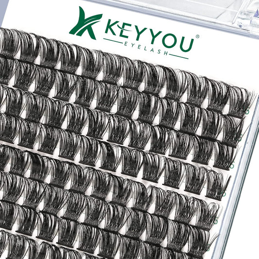 Lash Clusters,96 Pcs Cluster Lashes D Curl 16mm DIY Lash Extensions Eyelash Clusters,KEYYOU Volume Wispy Individual Lashes Soft&Comfortable Easy DIY at Home(Y06,D-16mm)