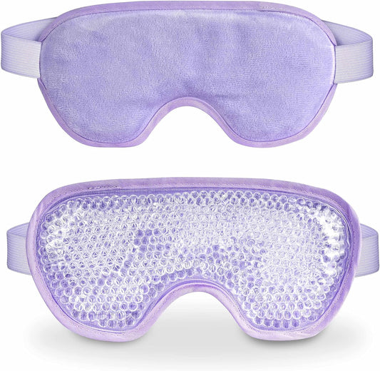 Cooling Eye Mask with Gel Bead, Reusable Cold Compress Ice Pack Sleeping Eye Cooling Pads for After Eyelid Surgery, Puffiness, Puffy Eyes, Headache, Migraine Relief （Purple）
