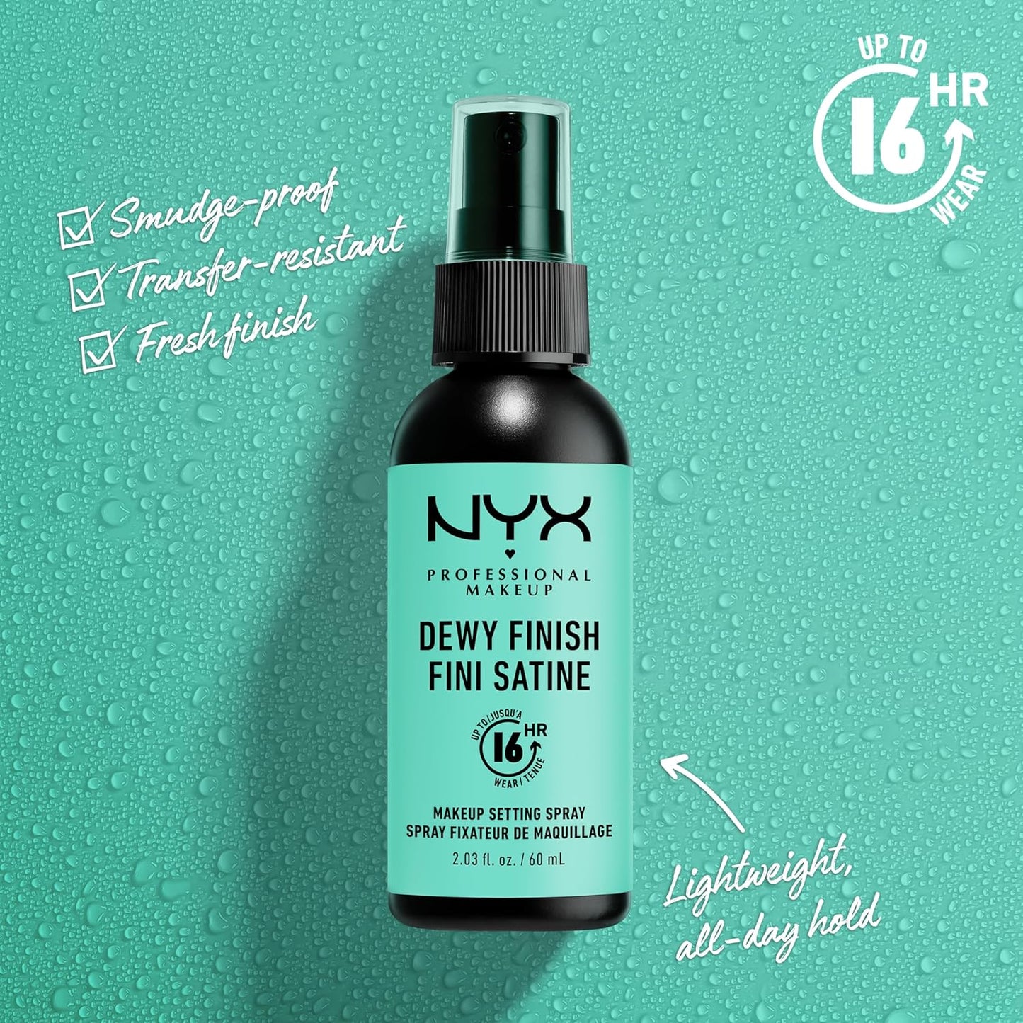 NYX PROFESSIONAL MAKEUP Makeup Setting Spray, Dewy Finish JUMBO Size, Setting Spray for 16HR Make Up Wear