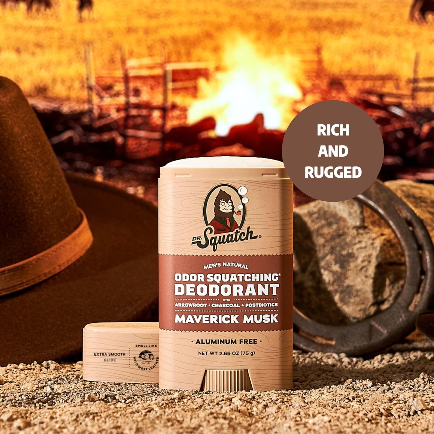 Dr. Squatch Natural Deodorant for Men - Odor-Squatching Aluminum Free - Maverick Musk (2.65 oz, 3-Pack)