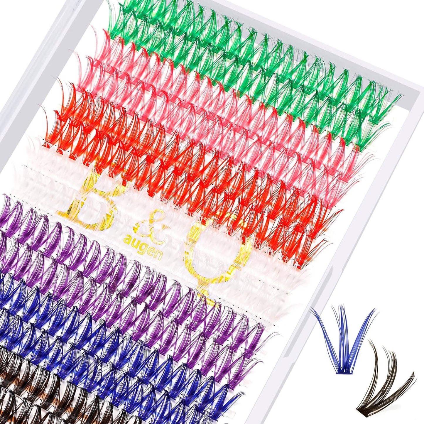 B&Q Lash Clusters Colored DIY Eyelash Extensions 280 Clusters Lashes 40D-D-14mm 7 Color Mix Volume Eyelash Clusters Wispy Individual Cluster DIY at Home(7MIX,40D-D-14mm)