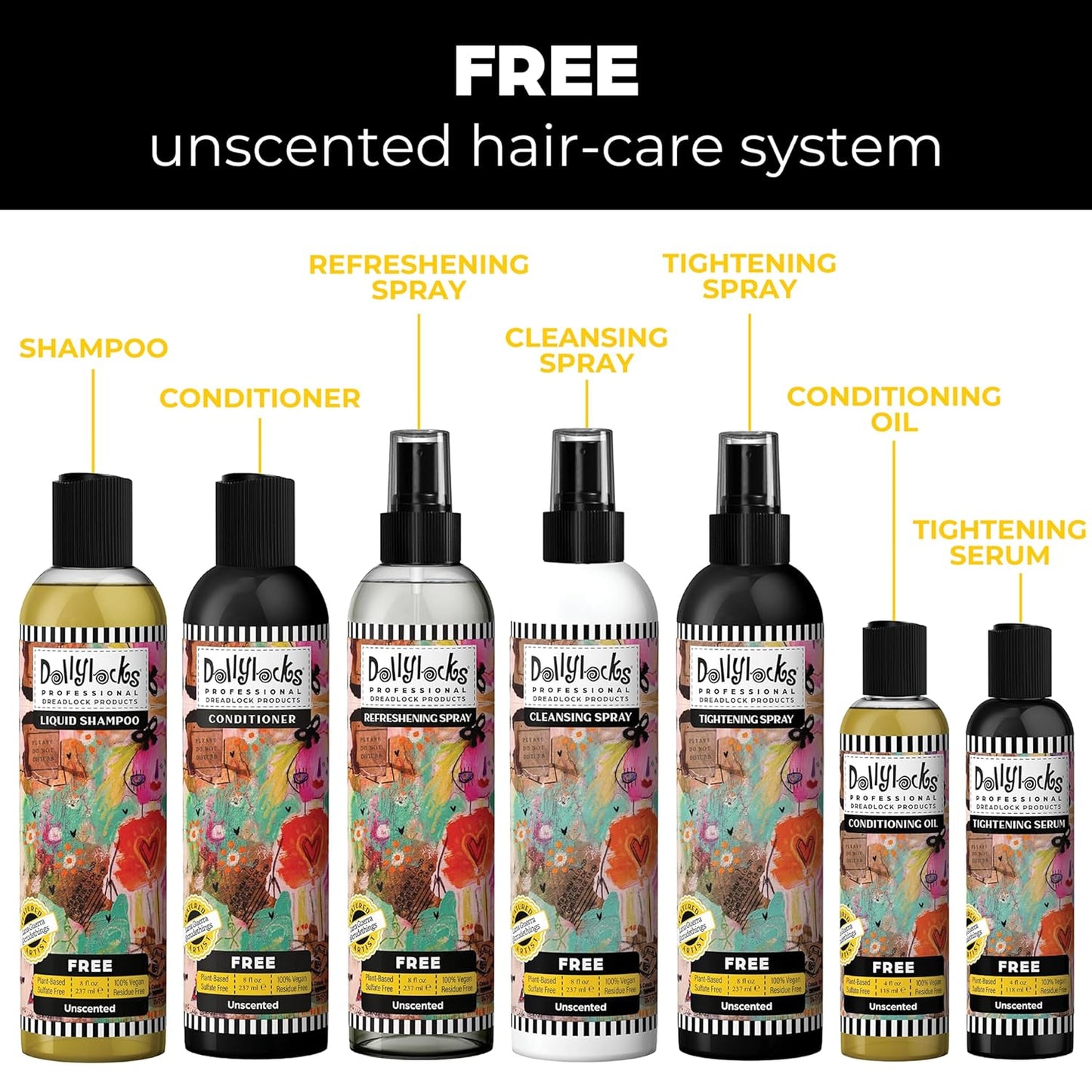 Dollylocks Tightening Spray – The Original Dreadlock Tightening & Residue-Free Loc Spray, Plant-Based, Vegan & pH-Balanced (Free Scent, 8oz)