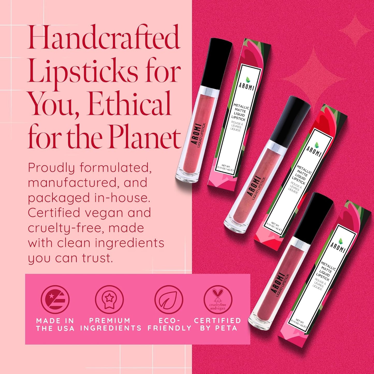 Aromi Violet Plum Metallic Liquid Lipstick | Dark Purple Lip Color with a Shimmery Finish, Vegan, Cruelty-free, Long-Lasting and Smudge Proof Lipstick (Silver Plum)