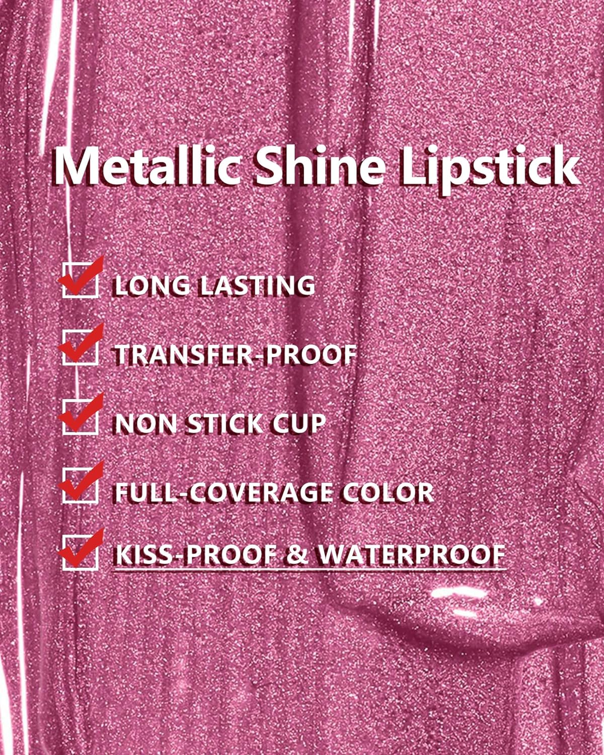 MAKI YIKA Purple Lipstick for Women Metallic Lipsticks Glitter Long Lasting Lipstick No Smudge No Transfer Liquid Pink Lip Gloss (BR07 Promise Me)