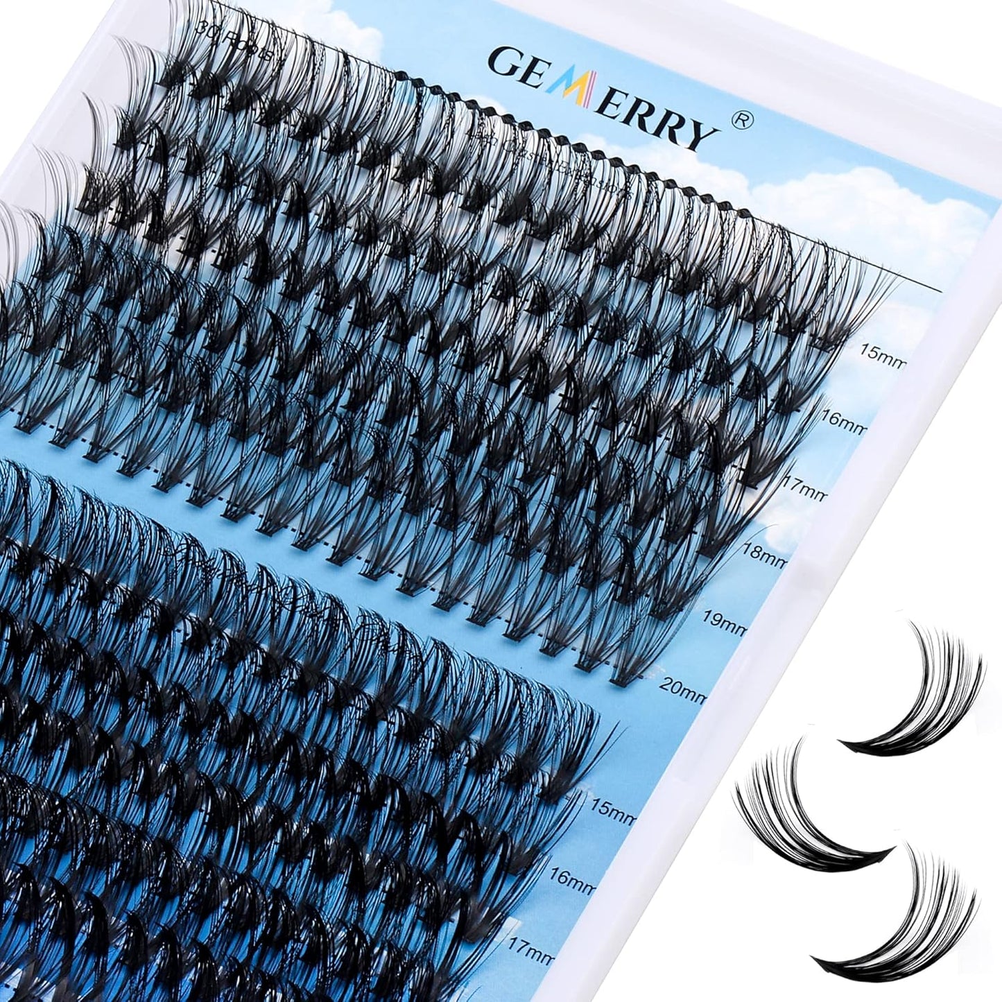 Individual Lashes 240pcs Large Tray 0.07mm 30P+40P D Curl Mix 15-20mm Lash Clusters Soft&Fluffy Cluster Lashes Mink Lash Extension Clusters Mixed Tray False Eyelashes By GEMERRY
