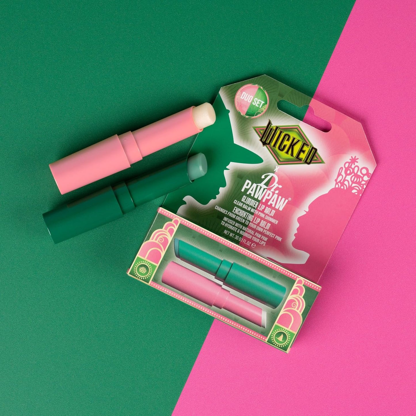 Dr. PawPaw Wicked Enchanting & Glimmer Lip Balm Duo - Moisturizing, Tinted Lip Balm for Women - Vegan, Nourishing, Hydrating - 2 pc