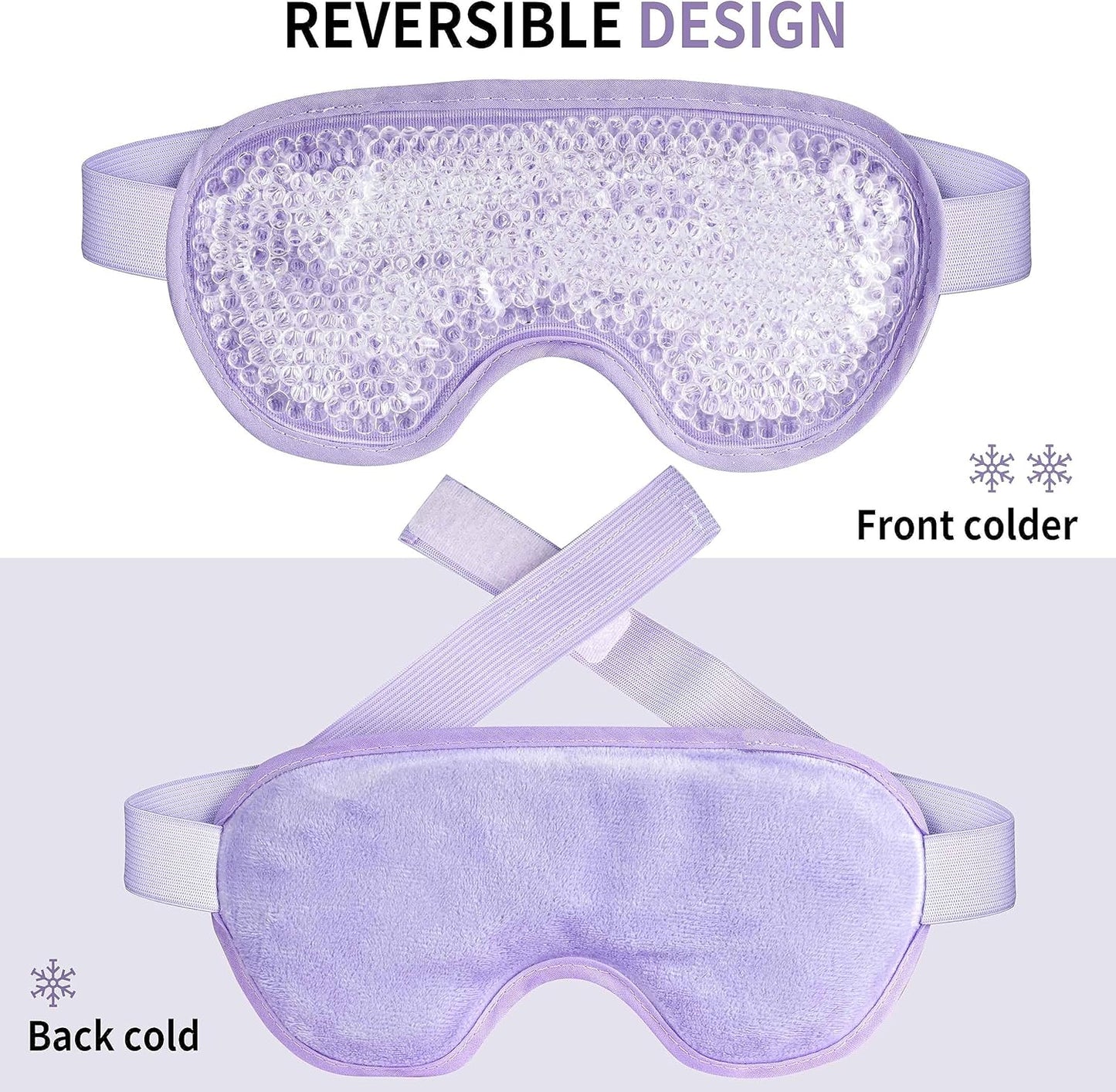 Cooling Eye Mask with Gel Bead, Reusable Cold Compress Ice Pack Sleeping Eye Cooling Pads for After Eyelid Surgery, Puffiness, Puffy Eyes, Headache, Migraine Relief （Purple）