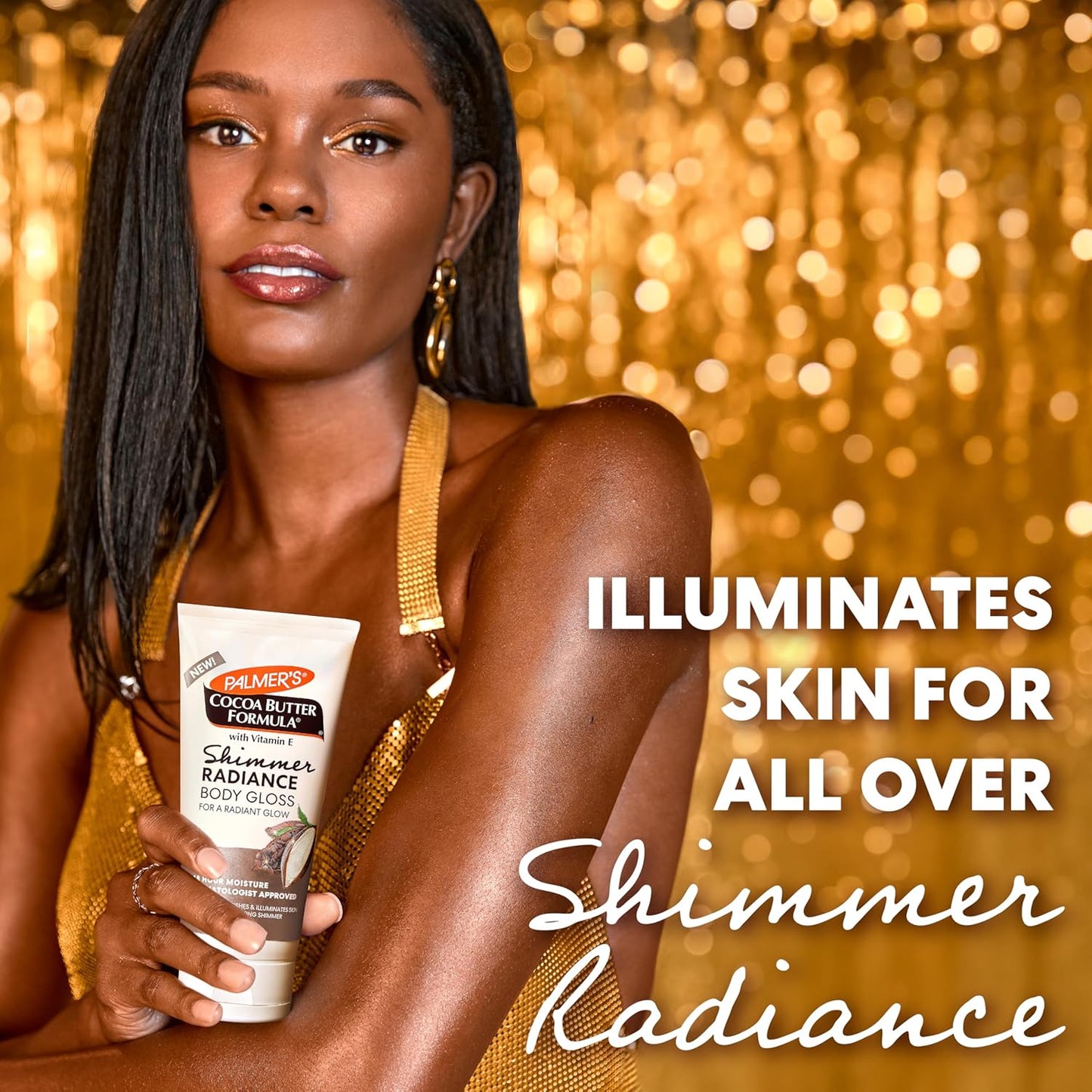 Palmer's Cocoa Butter Formula Shimmer Body Lotion with Vitamin E, 5.25 Fl Oz, Radiance Body Gloss, Help Blur Veins, Cellulite, Marks, 48 Hour Moisture